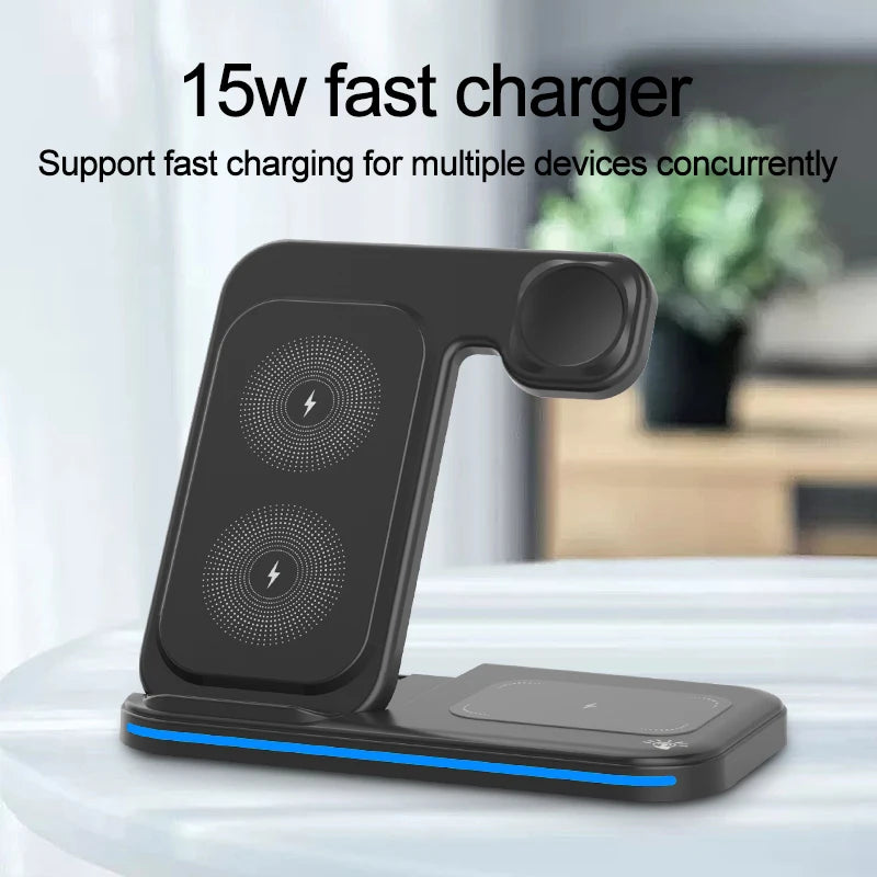 Trending 3-in-1 Wireless Charging Station for Cellphone Smartwatch Earphone 10W Output 5V/2A Type-C Port OTP/OVP Protection