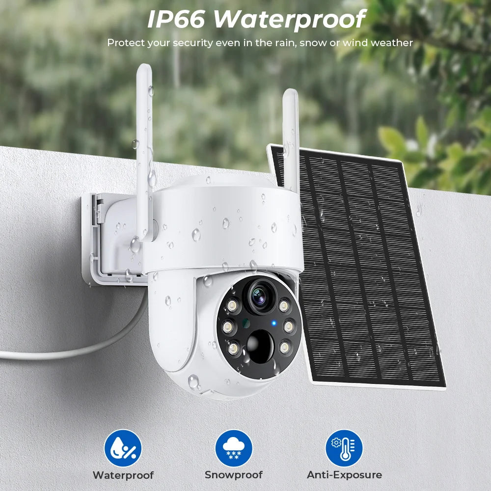 4MP Solar-Powered Outdoor Security Camera with Wi-Fi & PTZ