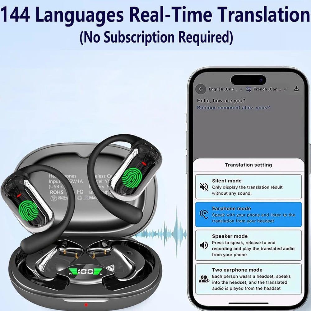 Audivo Pulse Open‑Ear Translation Earbuds