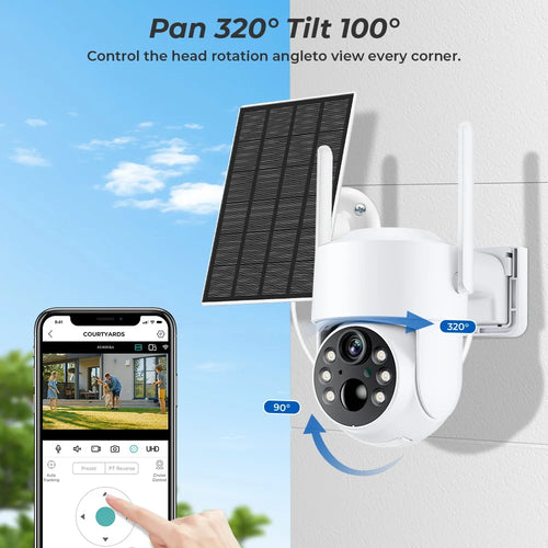 4MP Solar-Powered Outdoor Security Camera with Wi-Fi & PTZ